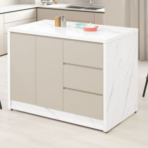 830-6 蕾佳娜4尺中島櫃 ⊙仿大理石紋美耐皿桌面、 ⊙開門內附1片活動隔板