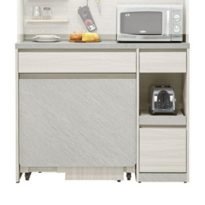 820-3 黛拉4尺餐桌式餐櫃下座 ⊙附4張輔助椅尺寸：寬30×深25×高39cm、 ⊙附1個電線孔、