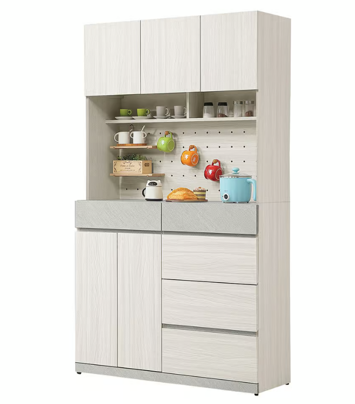 821-2 黛拉4尺餐櫃 上+下 (附3大1小活動隔板) (附洞洞板2片隔板.3支木棒配件)