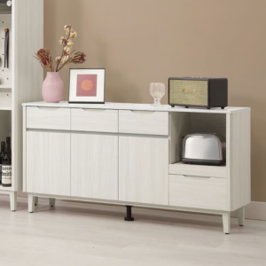 824-3 蓁妮5尺餐櫃下座 (附1個電線孔.1大1小活動隔板) (仿大理石紋美耐皿桌面)