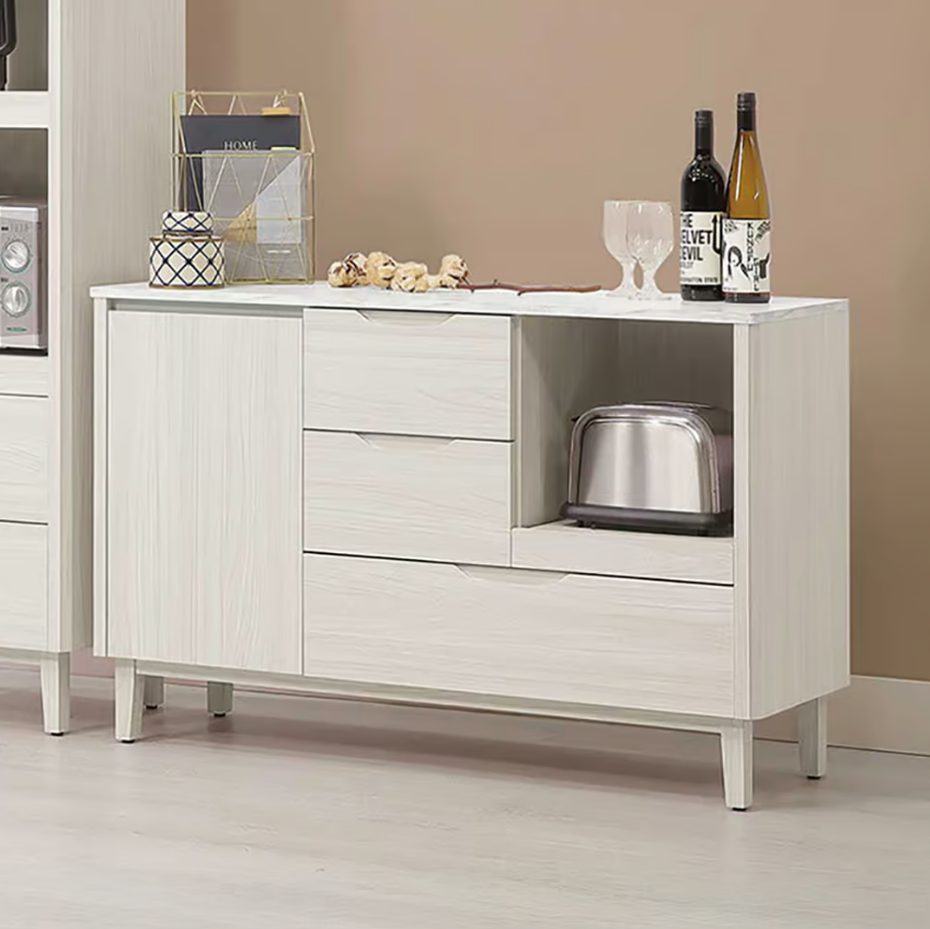 824-5 蓁妮4尺餐櫃下座 (附1個電線孔.1片活動隔板) (仿大理石紋美耐皿桌面)