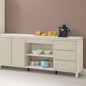 830-3 蕾佳娜5尺餐櫃 ⊙採斜邊手把設計、 ⊙開門內附1片活動隔板