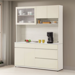 832-4 燕麥5.3尺岩板餐櫃 上+下 ⊙上座附1個插座、 ⊙附2片活動隔板⊙上座左邊開門為5mm長虹玻璃、