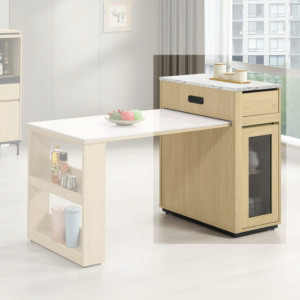 839-5 優悅1.3尺中島櫃 (附1片活動隔板.附USB-TYPE-C插座) (兩面單抽.單門皆可開) (仿大理石紋美耐皿桌面)