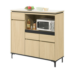 839-4 優悅4尺岩板餐櫃  ⊙附1大2小活動隔板.附1個出線孔、 烤漆黑鐵腳、腳高12.5公分