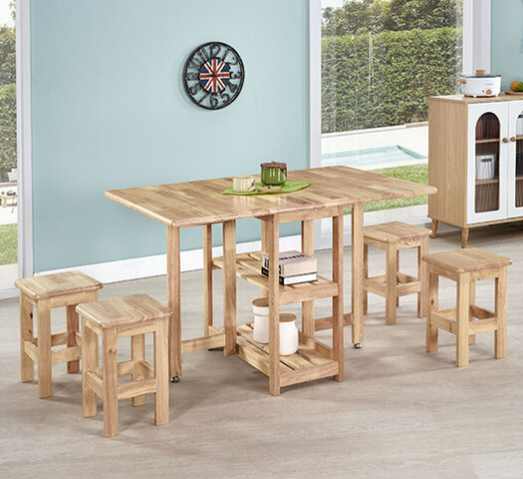 882-2 諾加實木折合桌 ⊙附4張輔助椅.恕不拆賣、 橡膠實木+桌子底板松木複合板