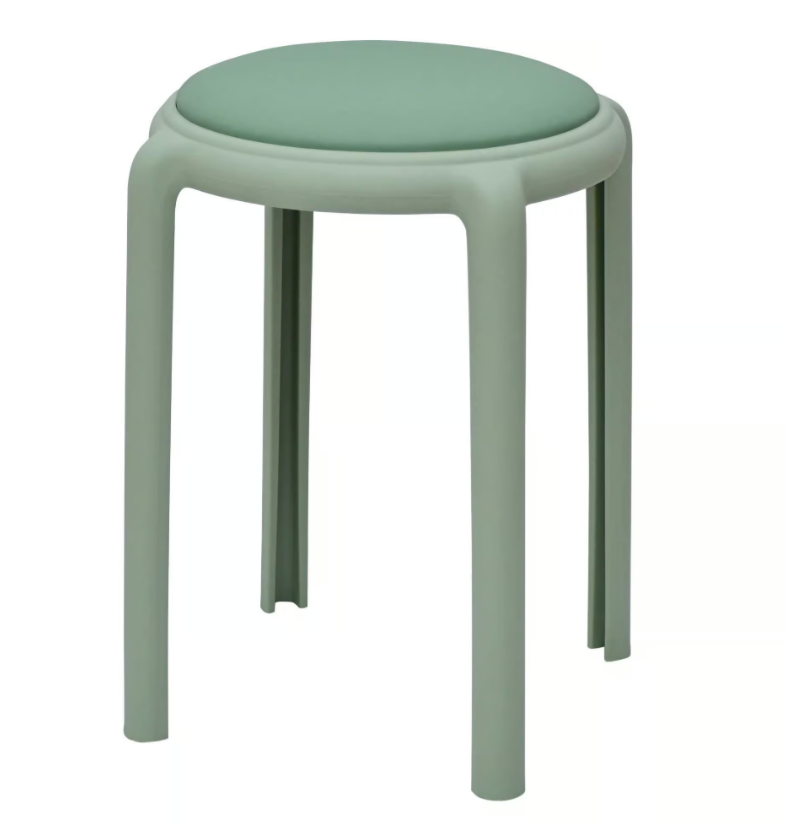 929-4 策勒綠色皮面圓椅凳 (不可疊放)