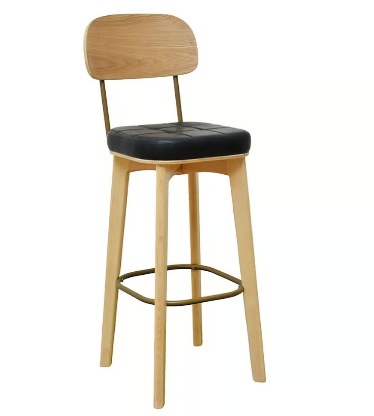 933-2 查雅皮面吧台椅 (坐寬36坐深36坐高78cm) 材質: (曲木+進口皮革+高密度泡棉+實木腳架)