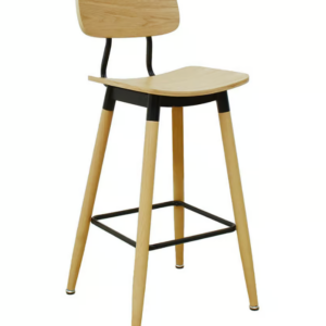 933-3 高爾木面吧台椅 (坐寬41坐深36坐高73cm) 材質: (曲木+貼木紋皮鐵製腳架)