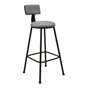 934-5 雲緋灰色吧台椅 坐寬33坐深33坐高77.5公分 材質說明 高級進口絨布+高密度泡棉+防鏽烤漆黑色鐵腳、