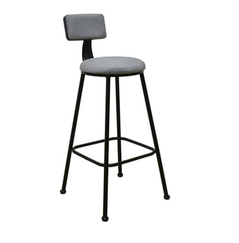 934-5 雲緋灰色吧台椅 坐寬33坐深33坐高77.5公分 材質說明 高級進口絨布+高密度泡棉+防鏽烤漆黑色鐵腳、