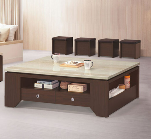 E244-1 胡桃5尺大茶几 ⊙含腳椅4只、