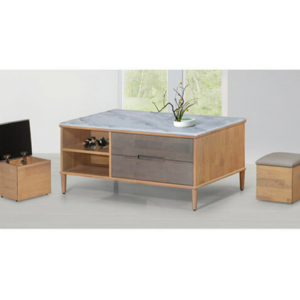 E246-1 溫斯頓大茶几 超晶石、  橡膠木、腳高15公分⊙含椅*2