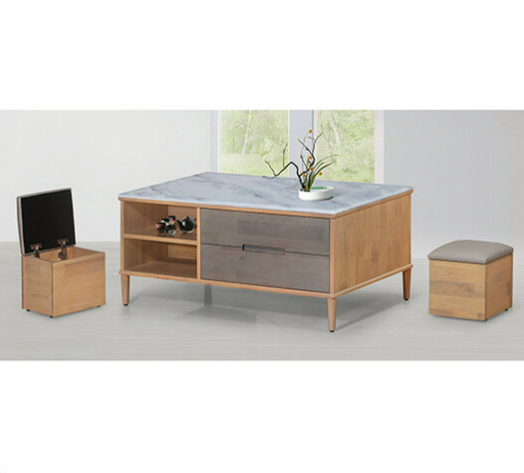 E246-1 溫斯頓大茶几 超晶石、  橡膠木、腳高15公分⊙含椅*2