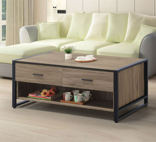 E251-1 鐵框灰橡大茶几