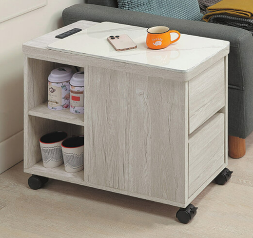 E261-5 鄉村白榆木岩板長櫃 ⊙附插座、