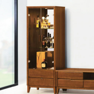 E264-3 米亞淺胡桃2.1尺展示櫃 ⊙開關式LED投射燈、