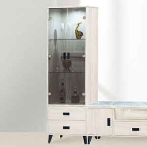 E282-1 艾斯白橡木展示櫃  玻璃隔板*2