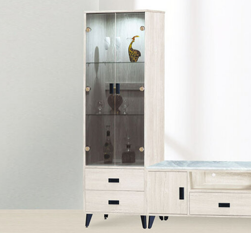 E282-1 艾斯白橡木展示櫃  玻璃隔板*2