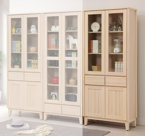 E311-1 米樂實木洗白2.7尺中抽書櫃