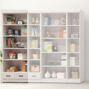 E322-5 鋼刷白有抽開放式2.6尺書櫥