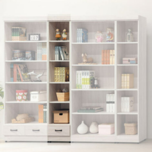 E322-6 鋼刷白有抽開放式1.3尺書櫥