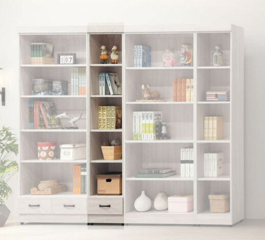 E322-6 鋼刷白有抽開放式1.3尺書櫥