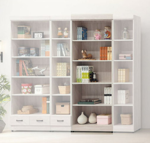 E322-7 鋼刷白無抽開放式2.6尺書櫥