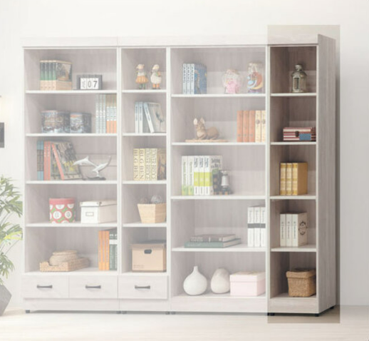 E322-8 鋼刷白無抽開放式1.3尺書櫥