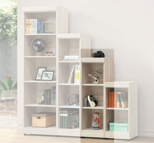 E327-8 階梯式1.3尺書櫃 3格 鋼刷白