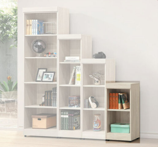 E327-12 階梯式1.3尺書櫃 2格 鋼刷白