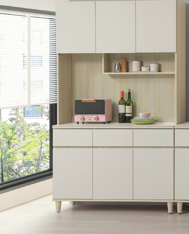 E358-5 艾薇拉4尺岩板餐櫃 全組 附隔板2大2小片