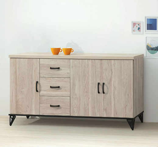 E368-3 白金5.3尺餐櫃 木面/下座