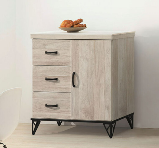 E368-7 白金2.7尺餐櫃 木面