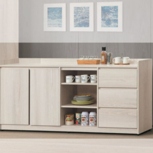 E372-4 卡洛琳北美杉木6尺餐櫃下座 ⊙附活動隔板一大二小片