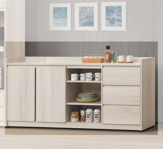 E372-4 卡洛琳北美杉木6尺餐櫃下座 ⊙附活動隔板一大二小片