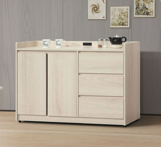 E372-5 卡洛琳北美杉木4尺餐櫃下座 ⊙附活動隔板一片、