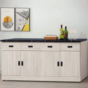 E375-4 歐肯鋼刷白5.3尺碗碟櫃下座桶身 含石面