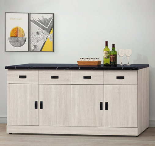 E375-4 歐肯鋼刷白5.3尺碗碟櫃下座桶身 含石面