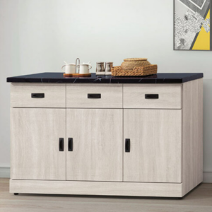 E375-5 歐肯鋼刷白4尺碗碟櫃下座桶身 含石面