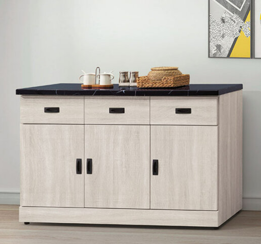 E375-5 歐肯鋼刷白4尺碗碟櫃下座桶身 含石面