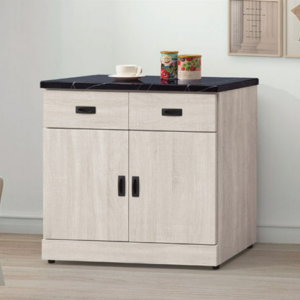 E375-6 歐肯鋼刷白2.7尺碗碟櫃下座桶身 含石面