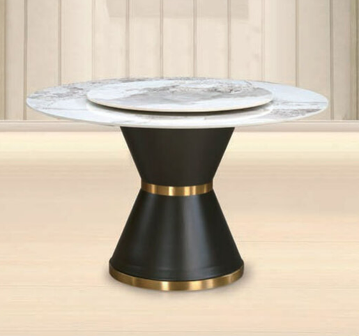 E381-1 香奈兒岩板圓桌 含轉皿80公分