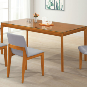 E387-1 野薔薇淺柚木餐桌 不含玻璃