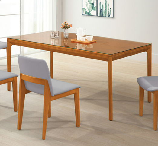 E387-1 野薔薇淺柚木餐桌 不含玻璃