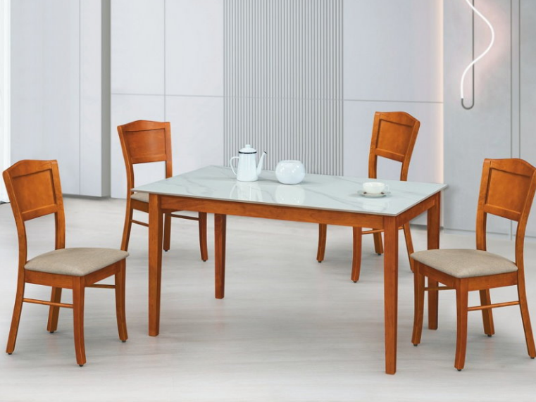 E390-3 柚木岩板餐桌