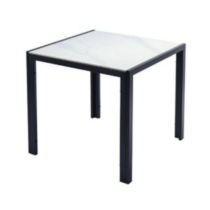 E397-2 TD110岩板餐桌 烤黑砂、 桌面:雪山石岩板