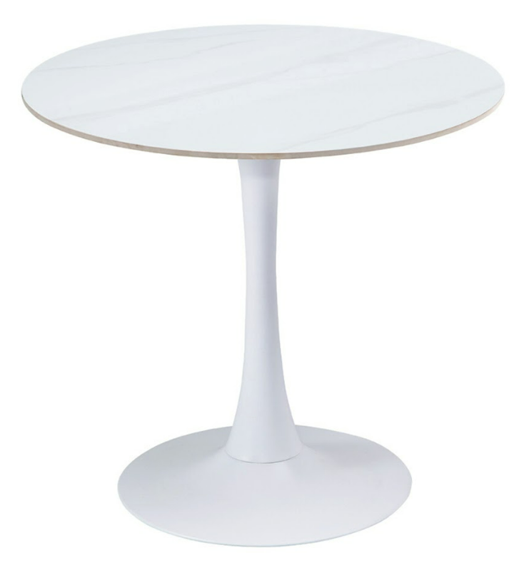 E397-5 D11-2岩板圓桌 烤白 雪山石岩板