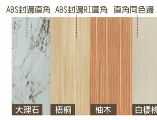 E403-20 2×4尺梧桐ABS封邊RI圓角桌板