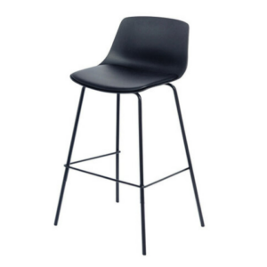 E420-5 JY-7042高腳椅 烤黑 塑膠坐背、 黑皮泡棉坐墊、